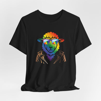 Cool Rainbow Sheep T-Shirt — Retro Sunglasses Lamb Graphic Tee