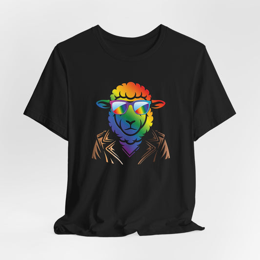 Cool Rainbow Sheep T-Shirt — Retro Sunglasses Lamb Graphic Tee