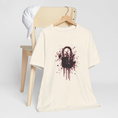 Locked Up Graphic Tee — Dark Splatter Lock Design