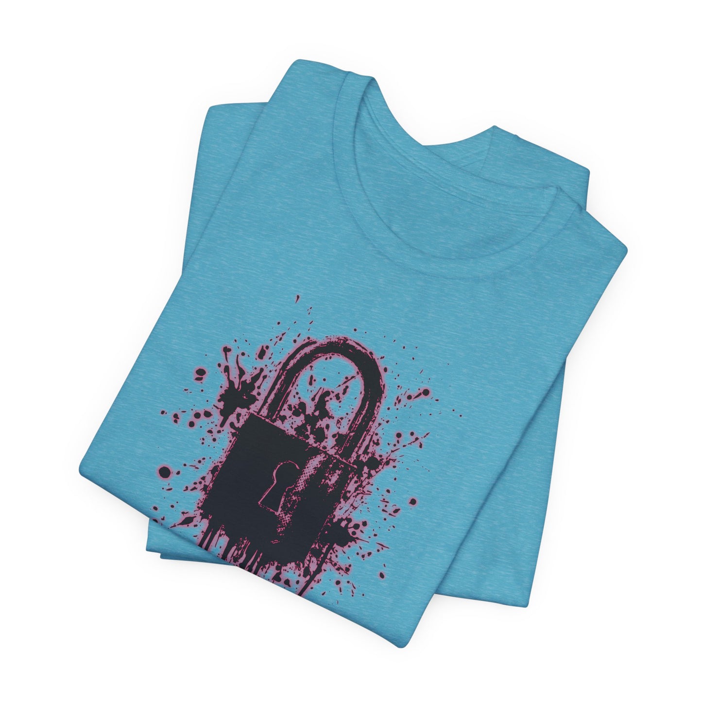 Locked Up Graphic Tee — Dark Splatter Lock Design
