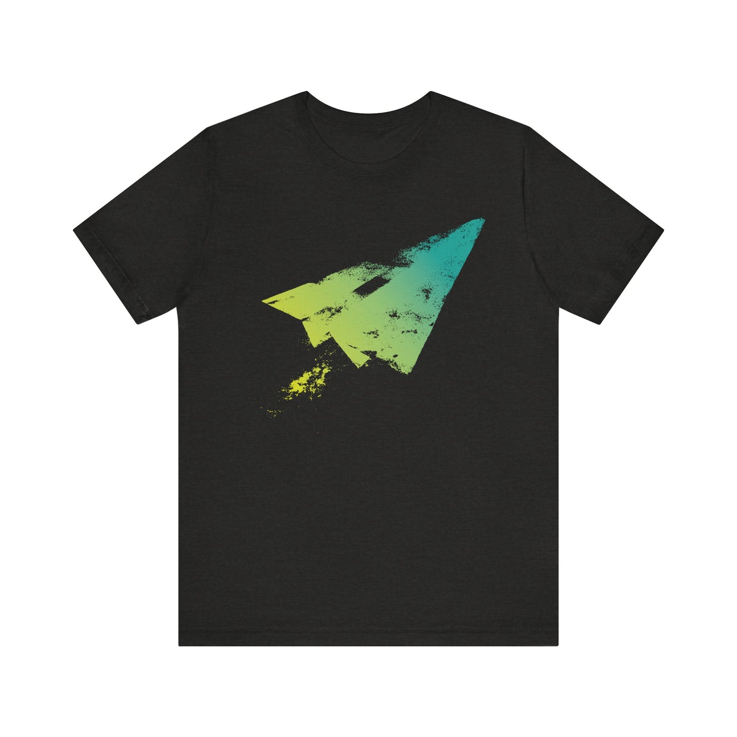 Paper Airplane Graphic Tee — Green Gradient Flight T‑Shirt