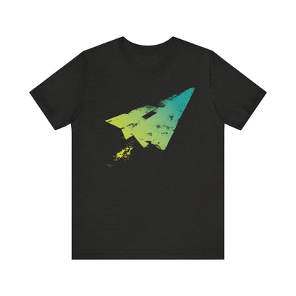 Paper Airplane Graphic Tee — Green Gradient Flight T‑Shirt