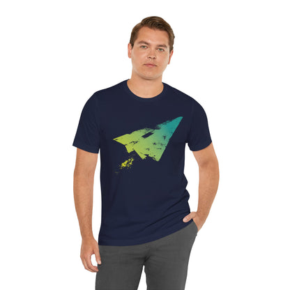 Paper Airplane Graphic Tee — Green Gradient Flight T‑Shirt