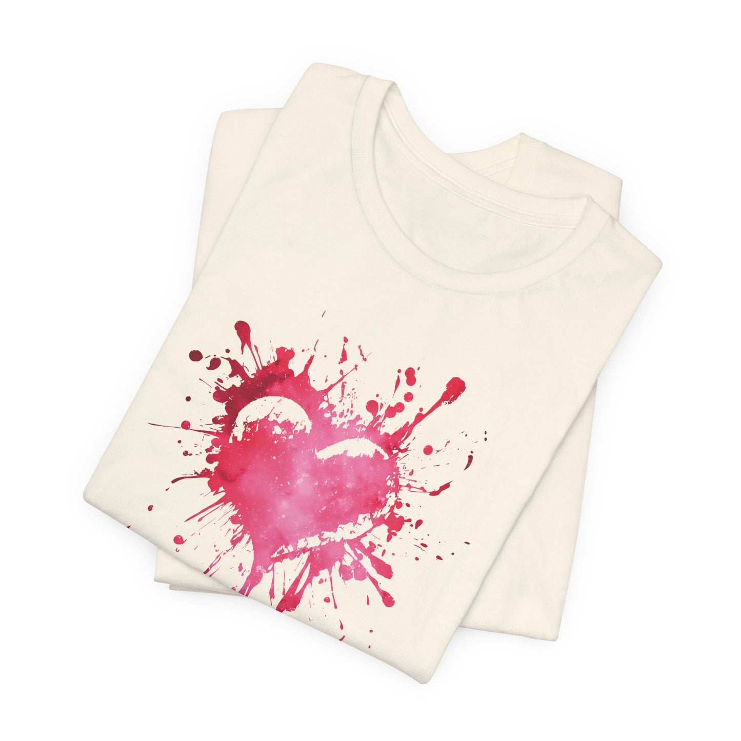 Heart Paint Splash T‑Shirt — Watercolor Pink Heart Graphic Tee