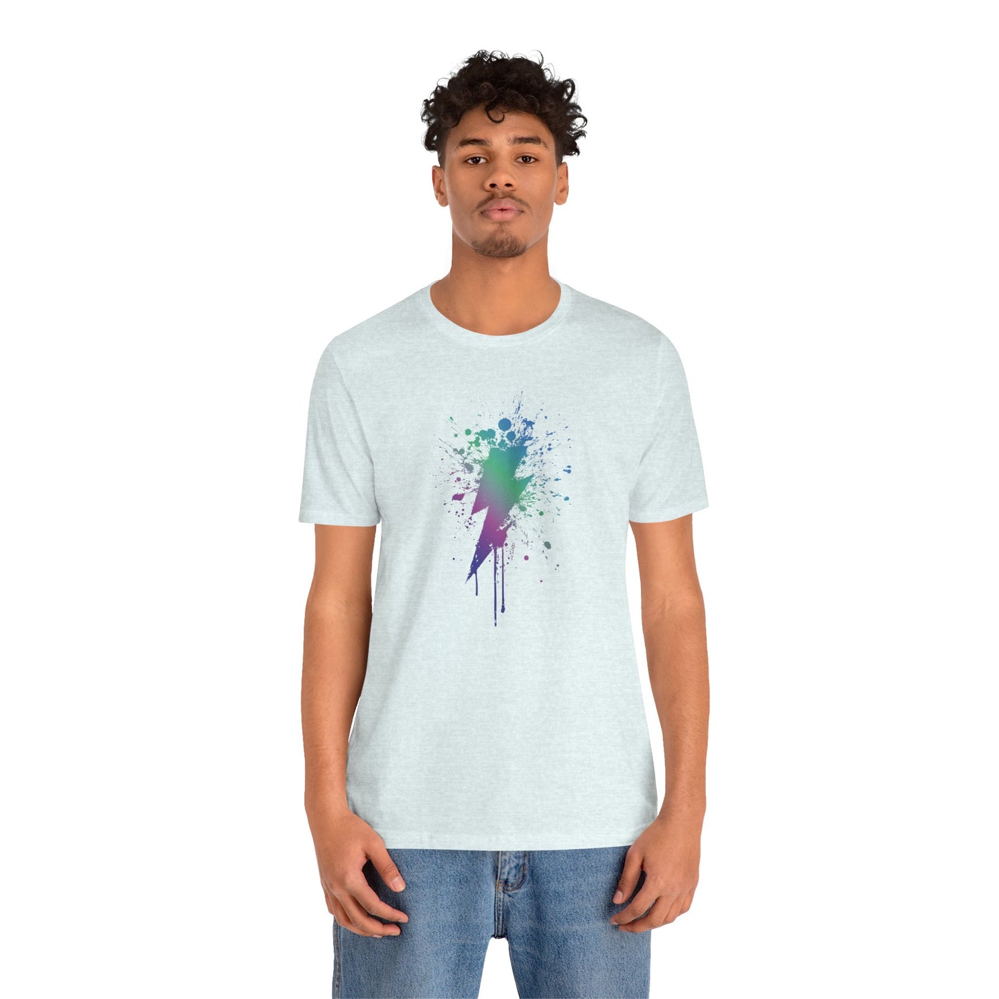 Lightning Bolt Paint-Splash T-Shirt — Colorful Graffiti Graphic Tee