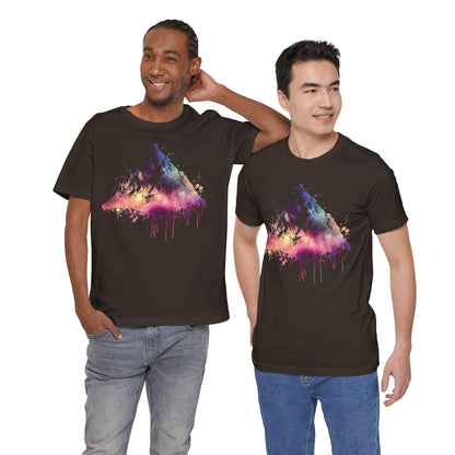 Space Mountain Watercolor Tee — Colorful Drip Peak Graphic T-Shirt