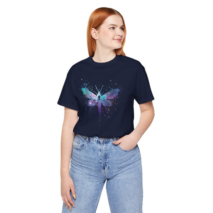 Galaxy Moth Graphic Tee - Watercolor Splatter Butterfly T-Shirt