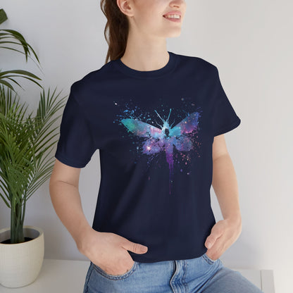 Galaxy Moth Graphic Tee - Watercolor Splatter Butterfly T-Shirt