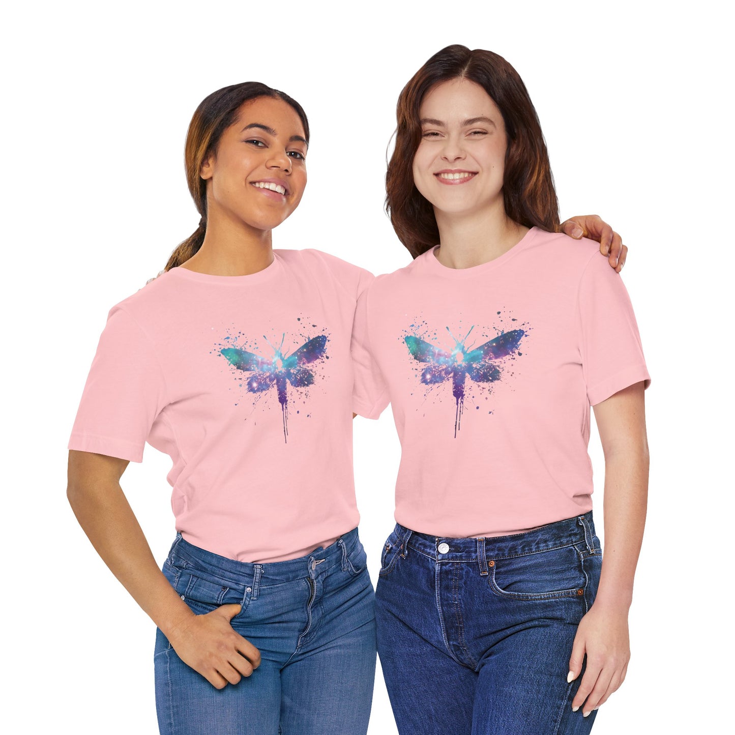 Galaxy Moth Graphic Tee - Watercolor Splatter Butterfly T-Shirt