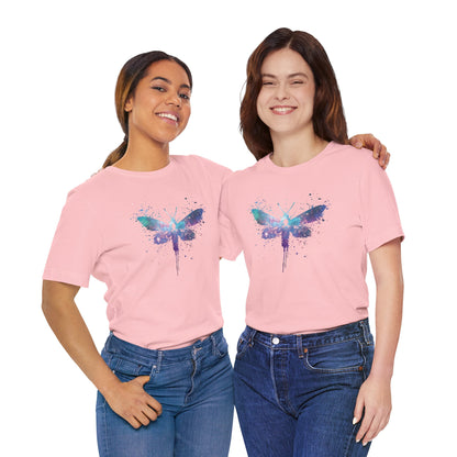 Galaxy Moth Graphic Tee - Watercolor Splatter Butterfly T-Shirt