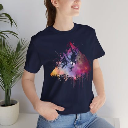 Space Mountain Watercolor Tee — Colorful Drip Peak Graphic T-Shirt