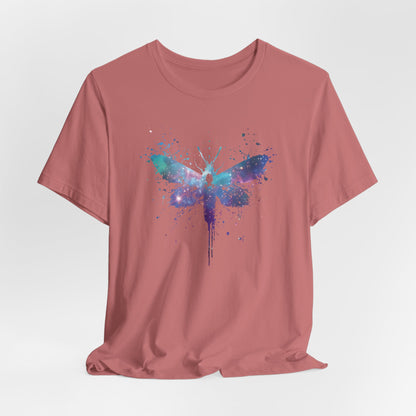 Galaxy Moth Graphic Tee - Watercolor Splatter Butterfly T-Shirt