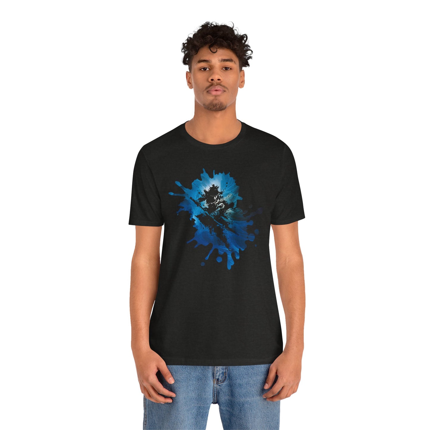 Watercolor Skateboarder T-Shirt — Blue Splash Graphic Tee