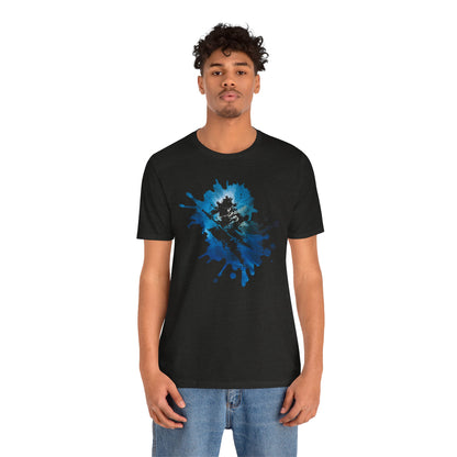 Watercolor Skateboarder T-Shirt — Blue Splash Graphic Tee