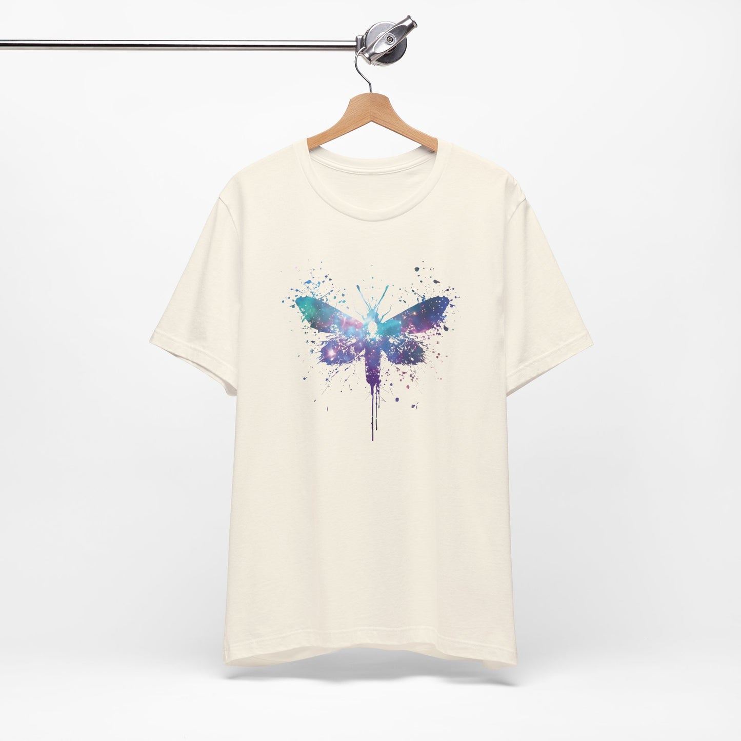 Galaxy Moth Graphic Tee - Watercolor Splatter Butterfly T-Shirt