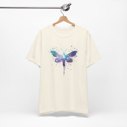 Galaxy Moth Graphic Tee - Watercolor Splatter Butterfly T-Shirt