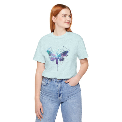 Galaxy Moth Graphic Tee - Watercolor Splatter Butterfly T-Shirt