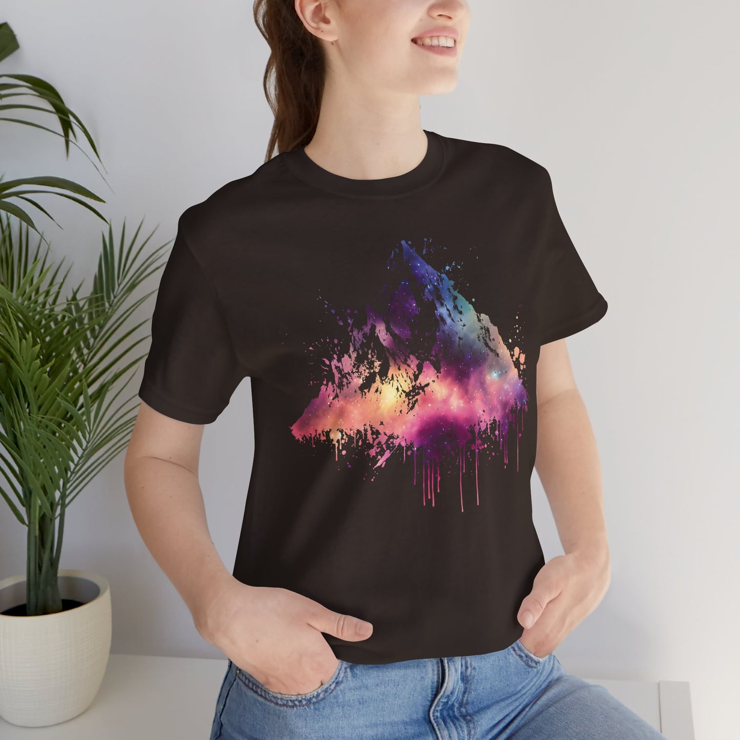 Space Mountain Watercolor Tee — Colorful Drip Peak Graphic T-Shirt