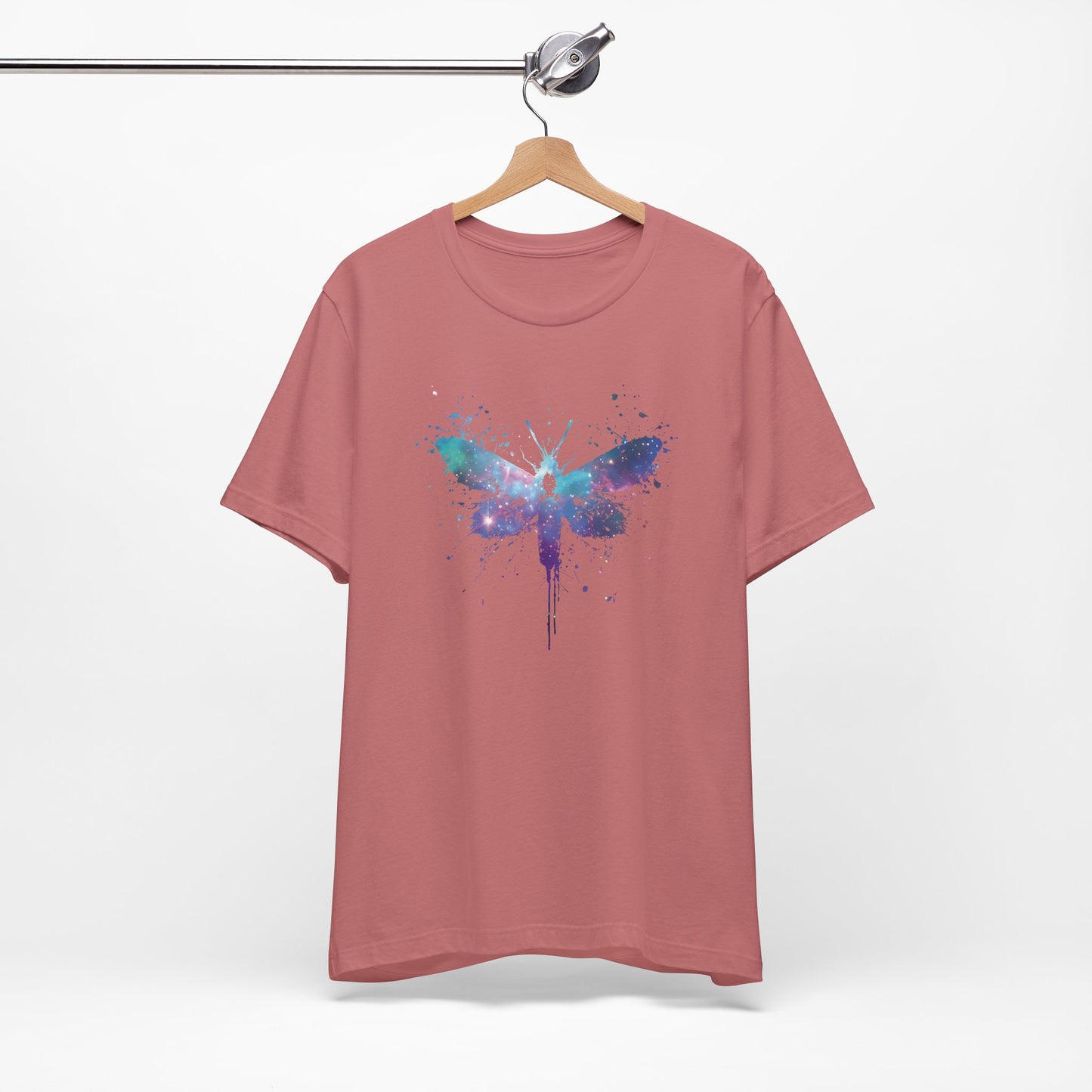 Galaxy Moth Graphic Tee - Watercolor Splatter Butterfly T-Shirt