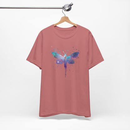 Galaxy Moth Graphic Tee - Watercolor Splatter Butterfly T-Shirt
