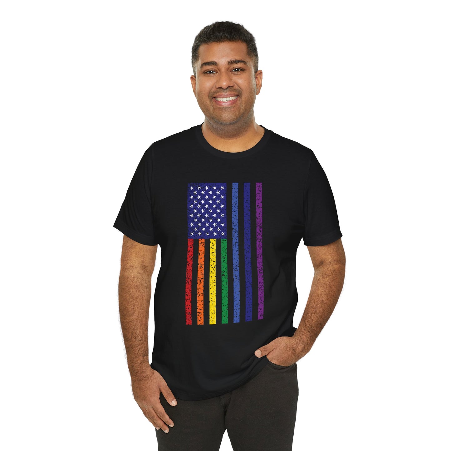 LGBTQ+ Distressed American Flag T-Shirt