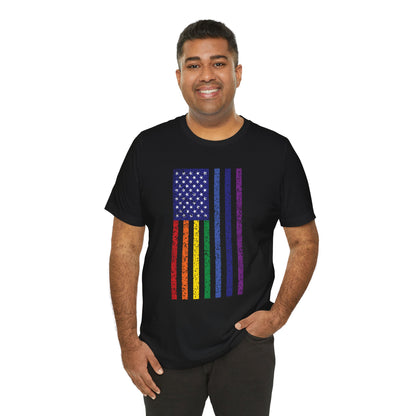 LGBTQ+ Distressed American Flag T-Shirt