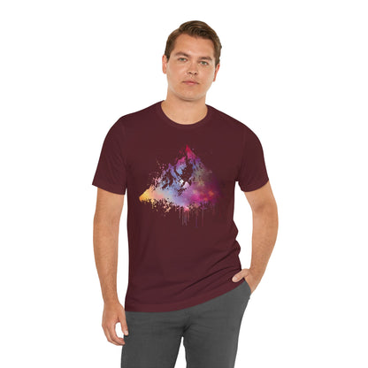 Space Mountain Watercolor Tee — Colorful Drip Peak Graphic T-Shirt