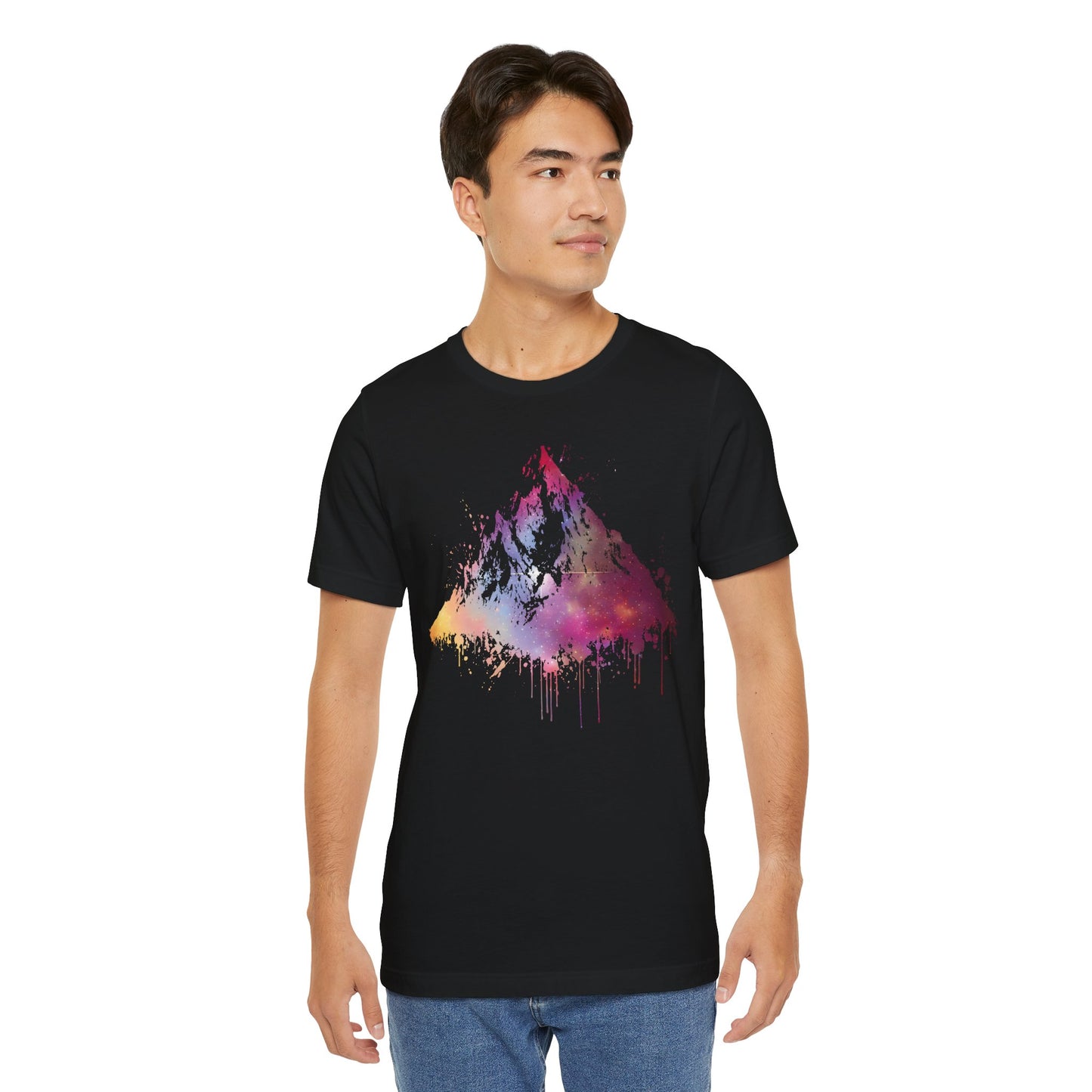 Space Mountain Watercolor Tee — Colorful Drip Peak Graphic T-Shirt