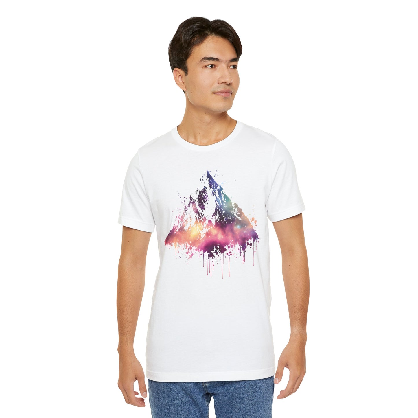 Space Mountain Watercolor Tee — Colorful Drip Peak Graphic T-Shirt
