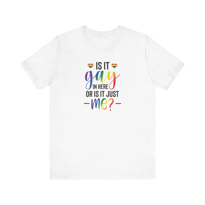 Gay Pride T-Shirt - "Is It Gay In Here Or Is It Just Me?" Rainbow Tee