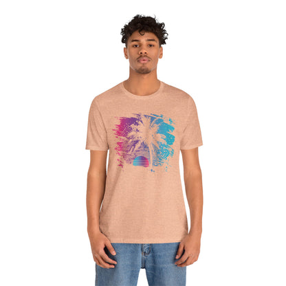 Retro Palm Sunset Tee — Vintage Beach Palm Tree T-Shirt
