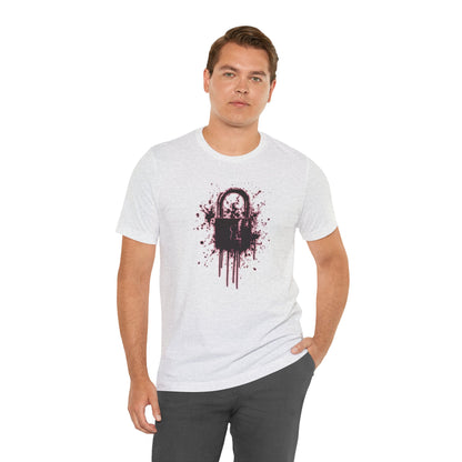 Locked Up Graphic Tee — Dark Splatter Lock Design