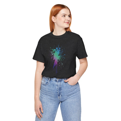 Lightning Bolt Paint-Splash T-Shirt — Colorful Graffiti Graphic Tee