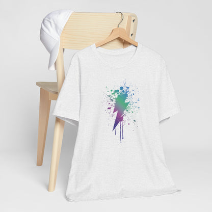 Lightning Bolt Paint-Splash T-Shirt — Colorful Graffiti Graphic Tee