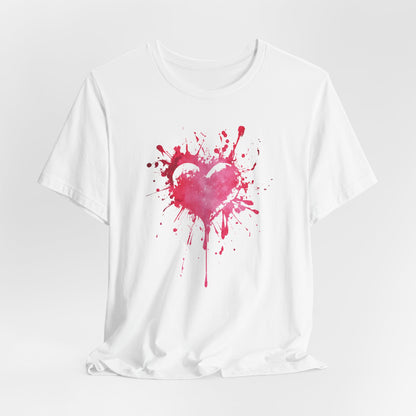 Heart Paint Splash T‑Shirt — Watercolor Pink Heart Graphic Tee