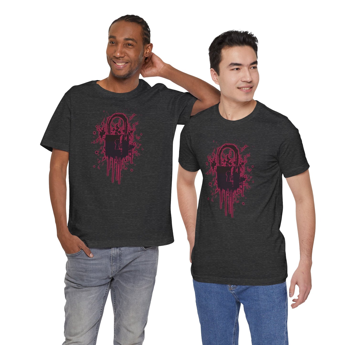 Locked Up Graphic Tee — Dark Splatter Lock Design