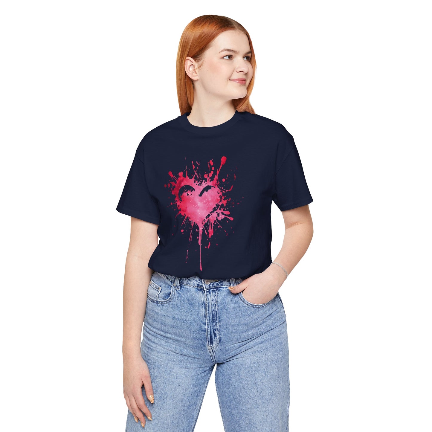 Heart Paint Splash T‑Shirt — Watercolor Pink Heart Graphic Tee