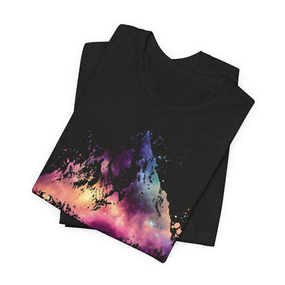 Space Mountain Watercolor Tee — Colorful Drip Peak Graphic T-Shirt