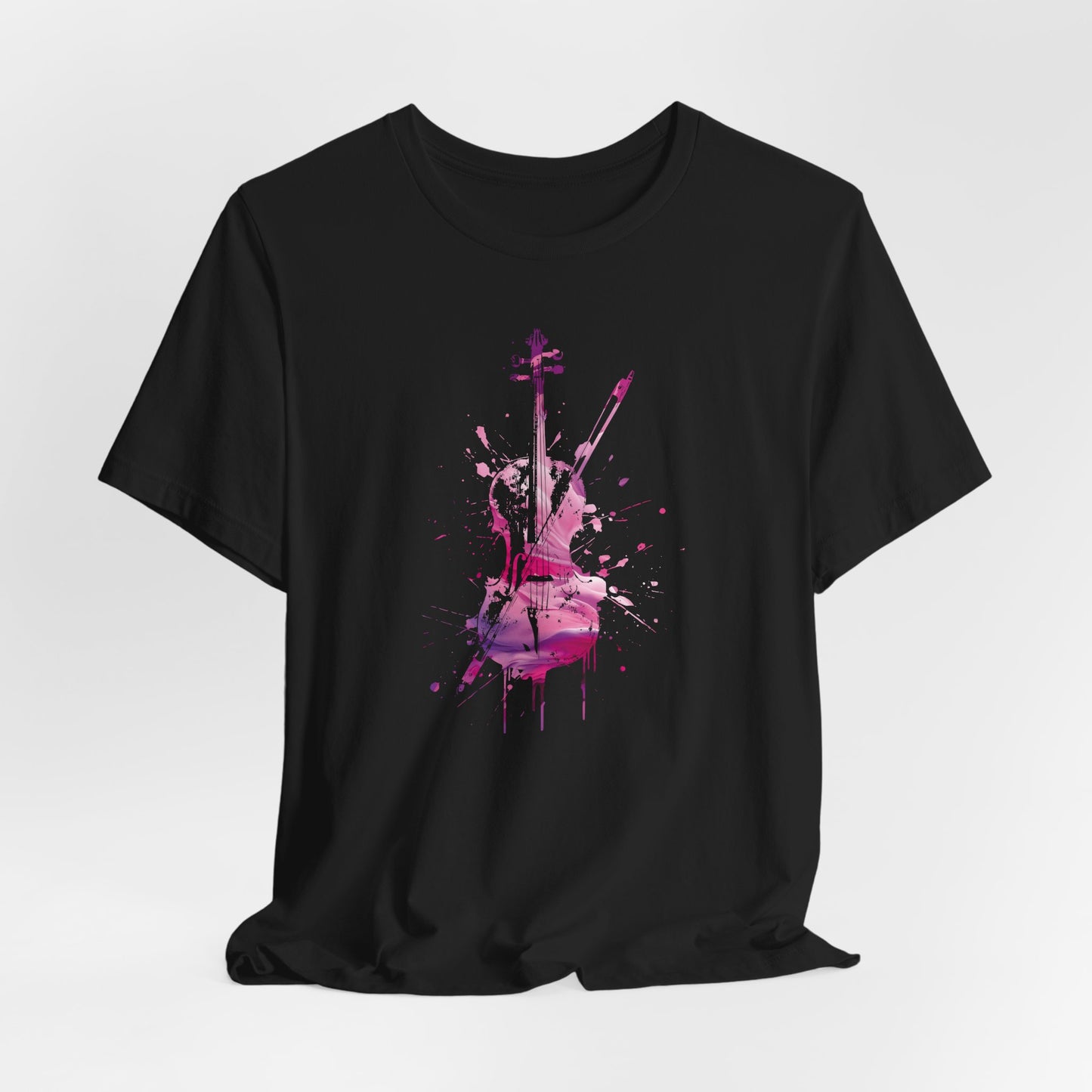 T-Shirt — Pink Watercolor Violin/Cello Graphic Tee