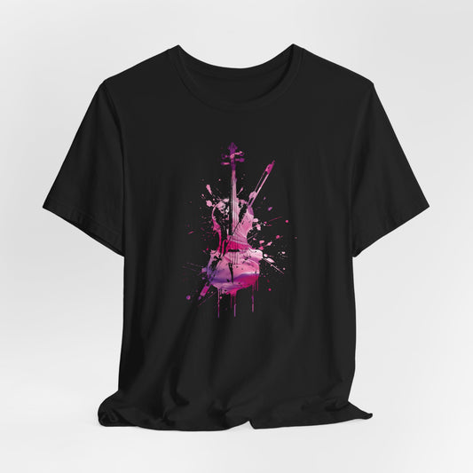 T-Shirt — Pink Watercolor Violin/Cello Graphic Tee