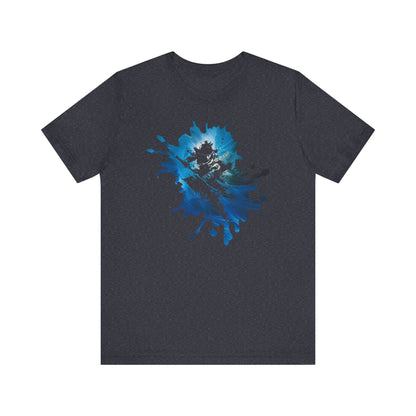 Watercolor Skateboarder T-Shirt — Blue Splash Graphic Tee