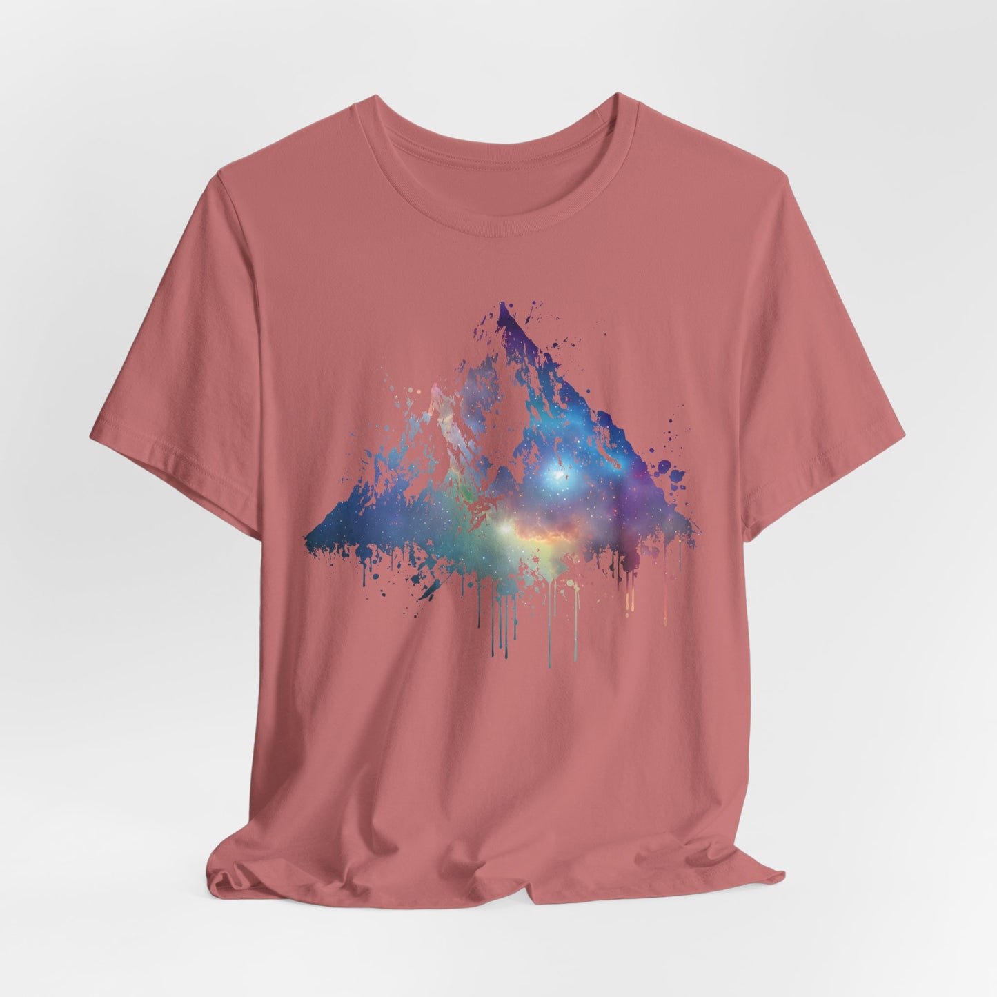 Space Mountain Watercolor Tee — Colorful Drip Peak Graphic T-Shirt