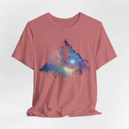 Space Mountain Watercolor Tee — Colorful Drip Peak Graphic T-Shirt