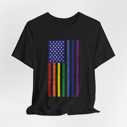 LGBTQ+ Distressed American Flag T-Shirt