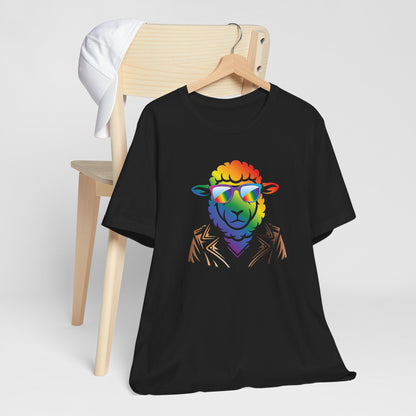 Cool Rainbow Sheep T-Shirt — Retro Sunglasses Lamb Graphic Tee