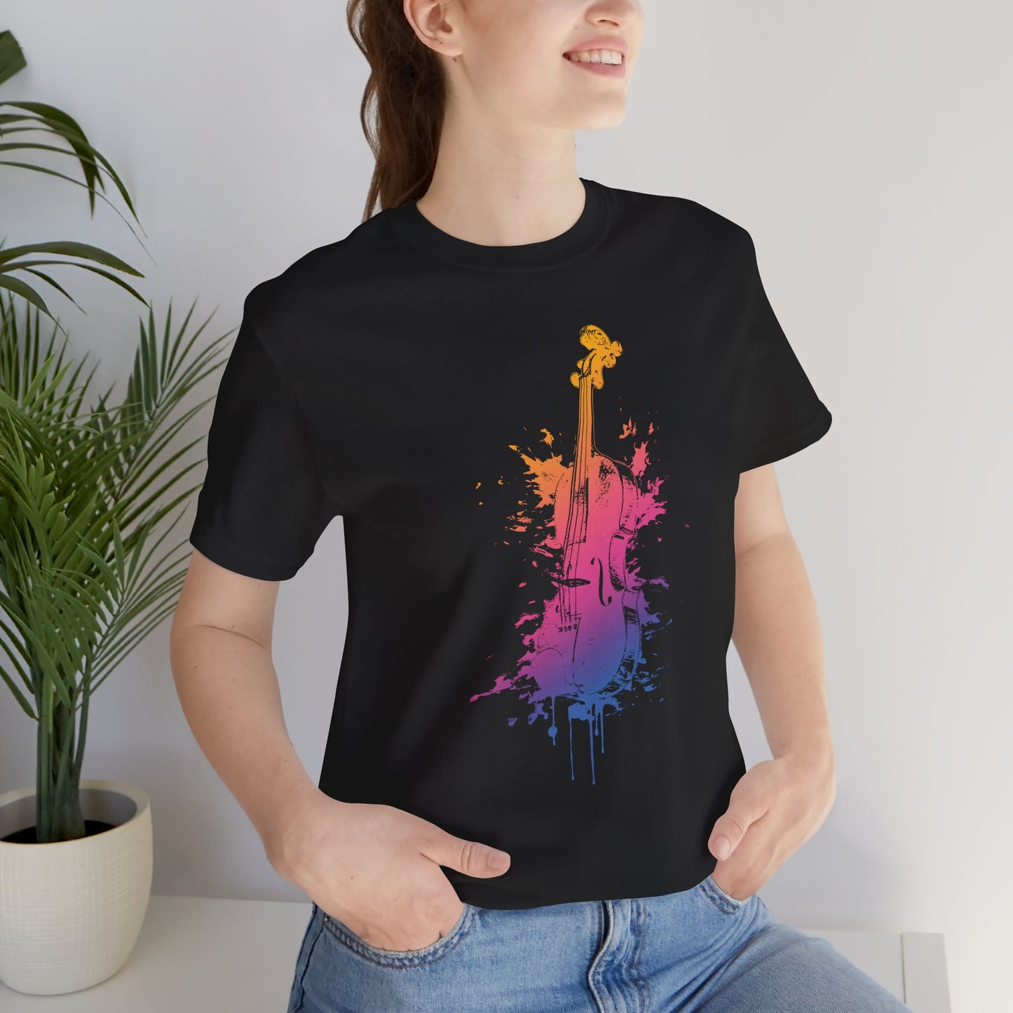Colorful Violin Splash T-Shirt — Watercolor Musician Tee for Violinists & Music Lovers