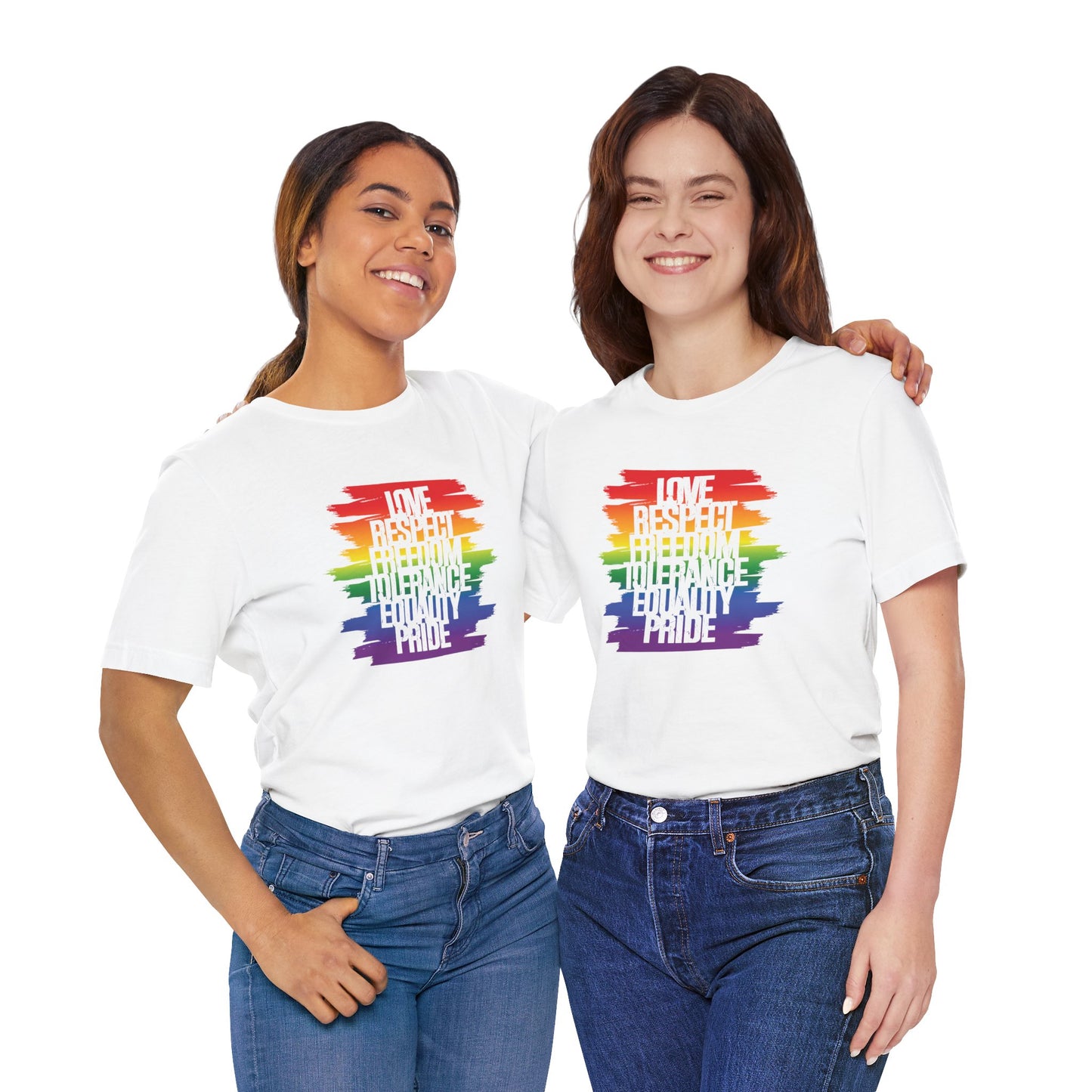 Pride Rainbow Values T‑Shirt — Love Respect Freedom Tolerance Equality Pride Tee