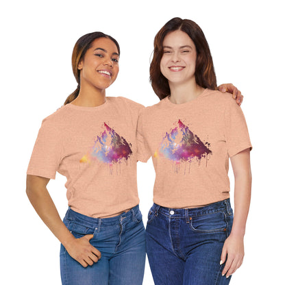 Space Mountain Watercolor Tee — Colorful Drip Peak Graphic T-Shirt