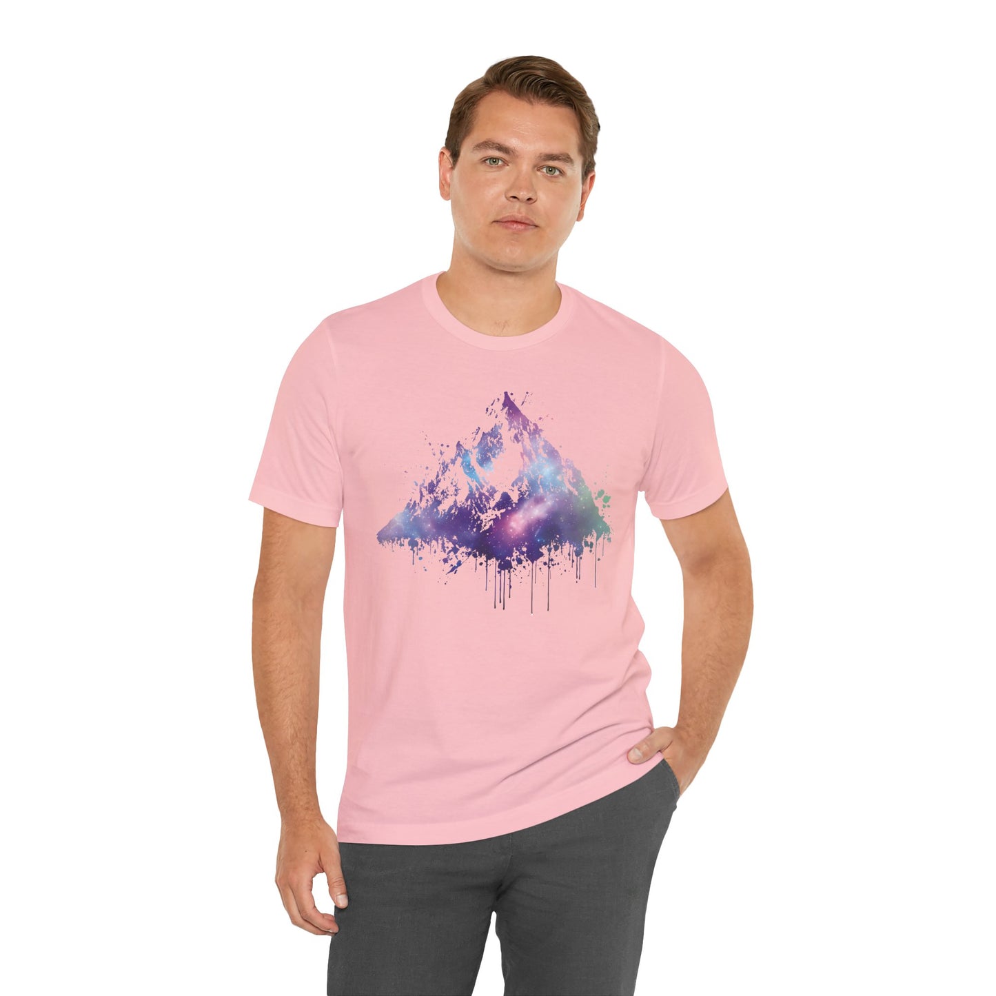 Space Mountain Watercolor Tee — Colorful Drip Peak Graphic T-Shirt