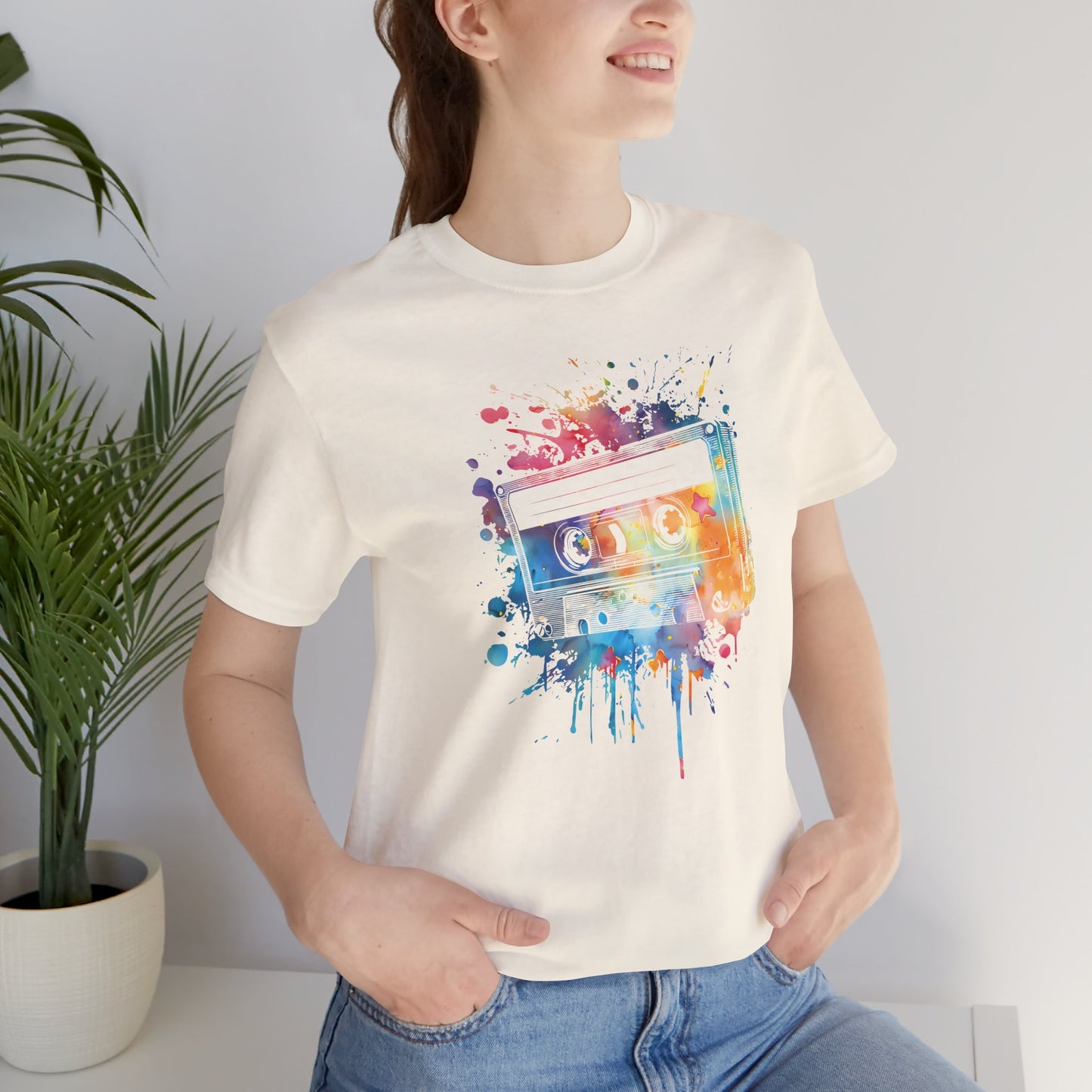 Retro Watercolor Cassette Tape T-Shirt — Vintage Music Tee
